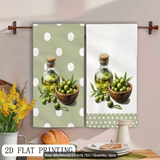 2pcs Elegant Rustic Olive Oil and Olive Kitchen Towels - Modern Cartoon Tree Branch Design, Holiday Home Party Decor, Hand Wash Only, Fresh Style, High-Quality Home Textiles, Essential for Gift Shopping, Soft Texture, for Home Decor Enthusiasts