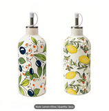 2pcs Ceramic Oil And Vinegar Dispenser Set, Hand-Painted for olive Lemon, for Kitchen Cooking Oil Container, Vinegar Container, Kitchen Decor And Additions, Leak-Proof, Durable & Stylish Kitchen Decor for Home Use, Perfect for Olive Oil