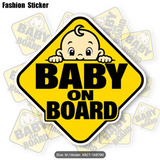 13.97cm on Board Car Sticker, Yellow Warning Triangle Decal, Peeking Auto Sign, Family Vehicle Vinyl, Cute Safety Window Decal, Motorcycle Sticker