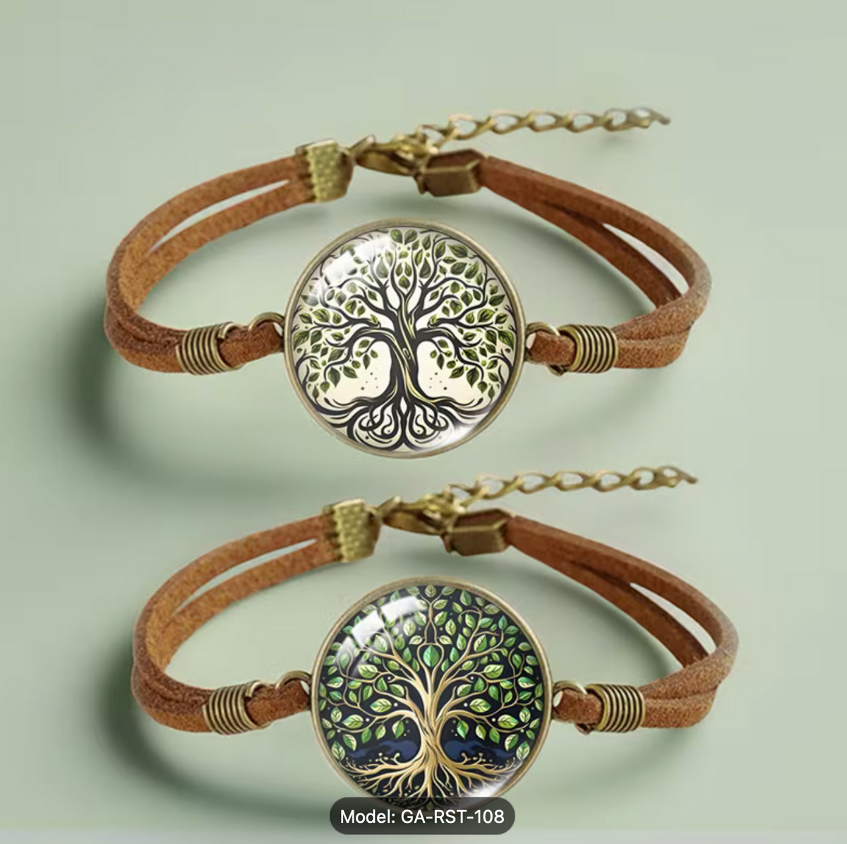 2pcs Muyoo Men's Tree of Life Bangle Bangle Bracelet - Handmade Glass Dome Beads Suitable for Holiday Gifts, Glass Dome Bead Jewelry for Christmas, Thanksgiving, for Daily Wear, Year-Round, Glass Dome Beads for Tree of Life Bangle Bangle Bracelet
