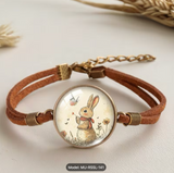 1pc The Rabbit Catching Butterfly Brown Leather Bracelet Men Fashion Bracelets