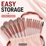 14pcs Makeup Brush Set And 2pcs Makeup Sponges by Brand FSJF FIX, Including Eyeshadow Brush, Foundation Brush, BB Cream Brush And Concealer Brush. This Is a Soft And Multi-Functional Makeup Tool Set Designed for Women