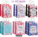 daysBible Verse Flower Gift Bag with Handles Religious Reusable Gift Bags Bulk Christian Baptism Tote Bags paper Gift Bags for Women Wedding Birthday Gift Wrapping Bags