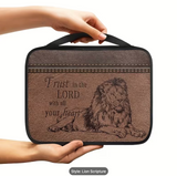 Lion Scripture Print Bible Cover for Women Men Girls Portable Bible Cover Case Book Carrying Bag with Handle Tote Scripture Organizer