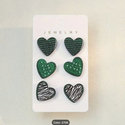 3 Pairs Set Of Delicate Heart Shaped Stud Earrings Acrylic Lightweight Female Ear Ornaments For Women Valentine's Day Gift