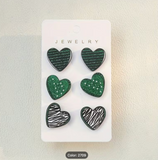 3 Pairs Set Of Delicate Heart Shaped Stud Earrings Acrylic Lightweight Female Ear Ornaments For Women Valentine's Day Gift