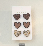 3 Pairs Set Of Delicate Heart Shaped Stud Earrings Acrylic Lightweight Female Ear Ornaments For Women Valentine's Day Gift