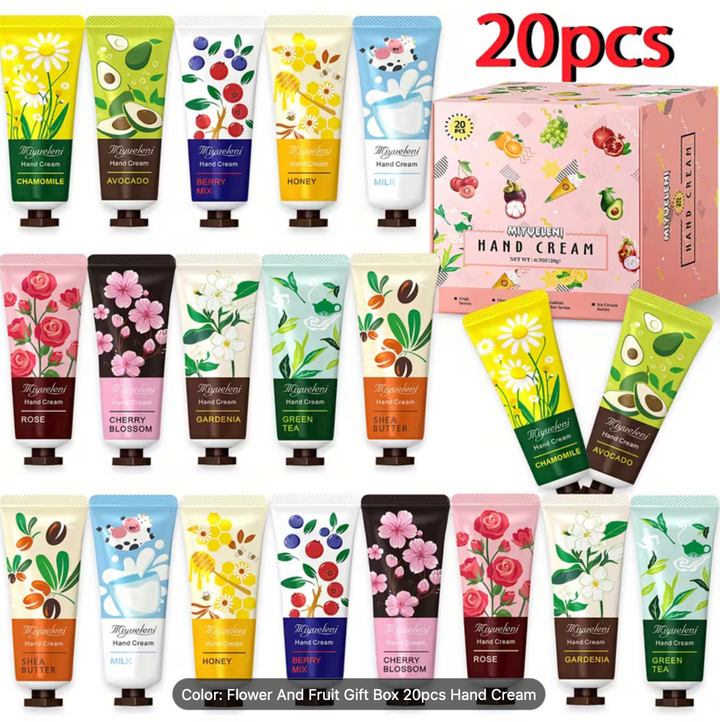 20 Hand Cream Gift Box, Flower and Fruit Hand Cream Set, Hand Care, Moisturizing, Valentine's Day Gift, Teacher's Day Gift, Mother's D