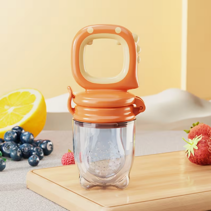 Baby fruit bite bag dinosaur shape fruit and vegetable baby eat fruit and vegetable bite mesh bag food grade silicone mesh