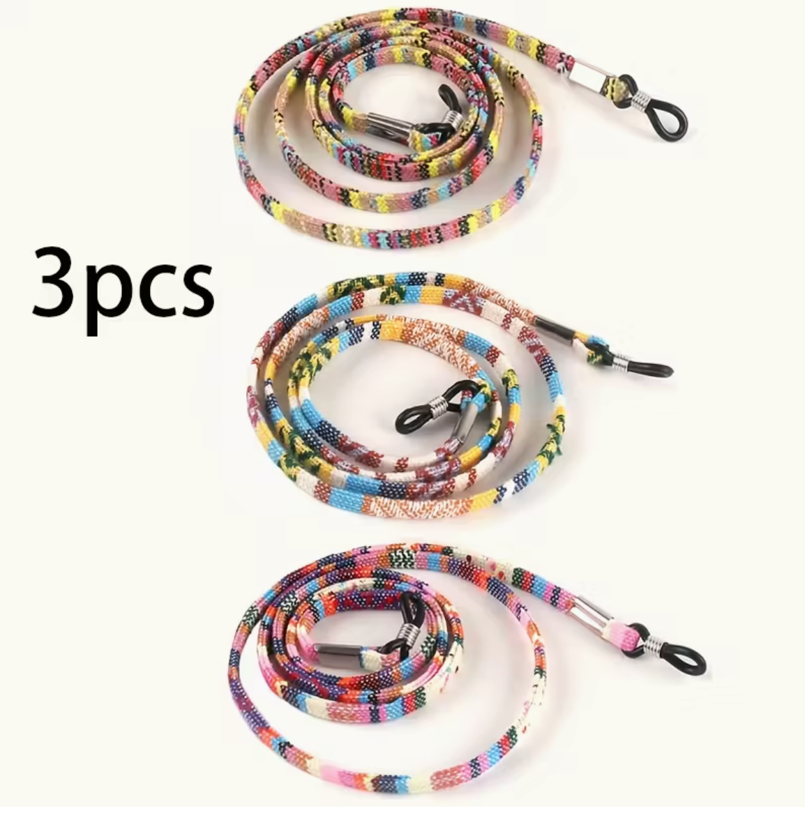 Set of 3 Bohemian-Style Eyeglass Holders, Non-Slip Eyeglass Straps