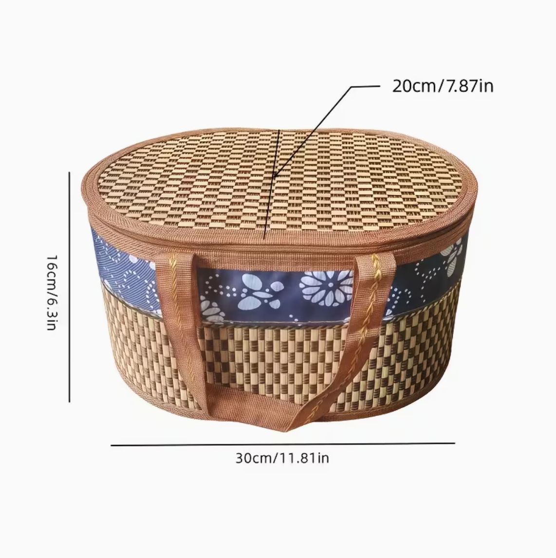 1 Pastoral Style Hand-Held Storage Basket, Foldable Bamboo Woven Storage Basket,