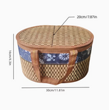 1 Pastoral Style Hand-Held Storage Basket, Foldable Bamboo Woven Storage Basket,
