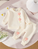 Stylish Baby Girl Long Sleeve Pants Three-Dimensional Flower Sweatshirt Set