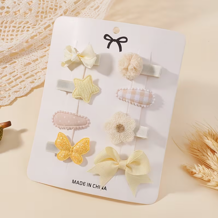 8-Pack Fresh Style ' Easy Bow Hair Clips, Mini Easy Cute Style Holiday Party