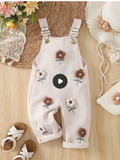 Baby Corduroy Overalls, 3D Towel Embroidered Flower Baby Wide Jumpsuit