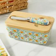Ceramic Lid Butter Dish - Large Capacity Butter Storage Container With Divider, Hand-Painted Ceramic Creative Butter Box
