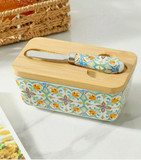 Ceramic Lid Butter Dish - Large Capacity Butter Storage Container With Divider, Hand-Painted Ceramic Creative Butter Box