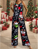 Women's Fashion Christmas Suspender Jumpsuit with Pockets