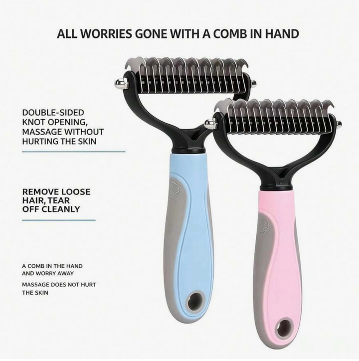 QIYOS Pet Dematting Comb, Suitable For Cats And Dogs, Prevents Hair Tangling,