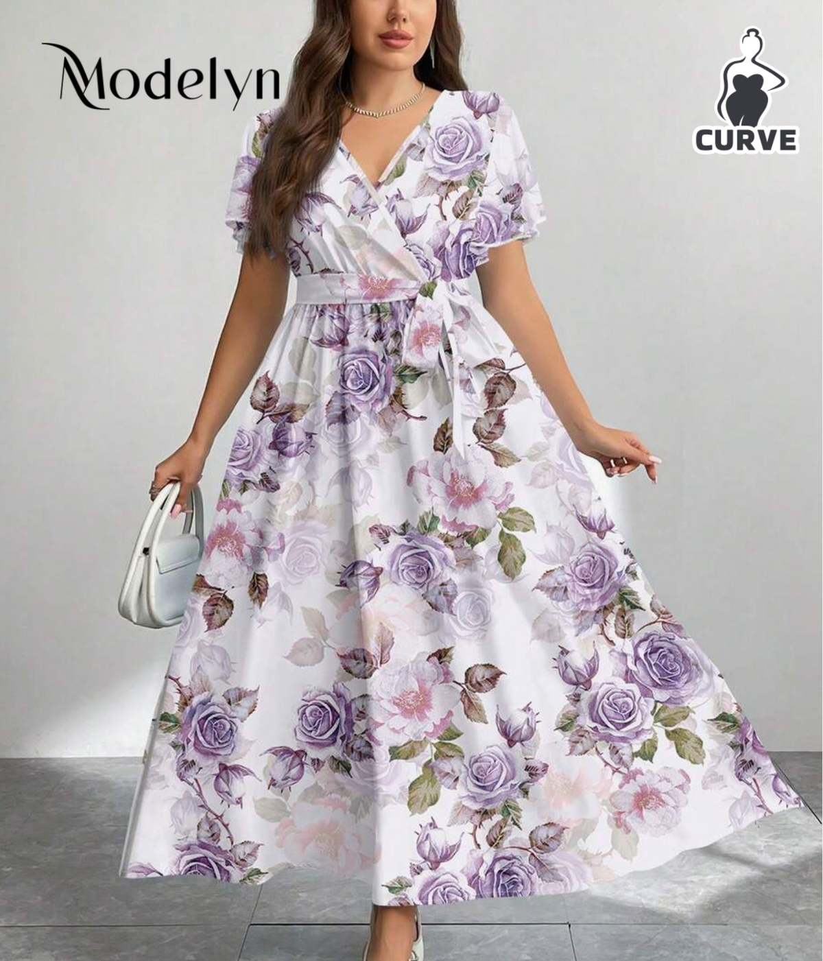 Modelyn Casual Minimalist Retro Floral Pattern Loose Plus Size Dress,