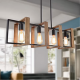 89.92cm Modern Farmhouse Chandelier - 4-Light Large Pendant Light Fixture with Matte Black Metal Finish & Edison-Style Bulb Compatibility (Bulbs Not Included) - E26 Socket Island, Dining Room, Pool Table Lighting, Semi-Flush Mount