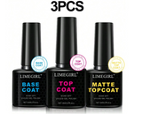 LIMEGIRL 3pcs Gel Nail Polish Set, No Wipe Gel Top Coat And Matte Base Coat, Soak-Off UV LED Gel Nail Polish, Suitable For Home Manicure And Salon, Long-Lasting And Transparent Gel Nail Kit