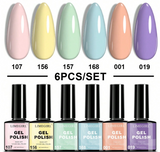 LIMEGIRL 6 Neutral Color Jelly Gel Nail Polish Set, Including Blue, Pink, Purple, Removable UV Gel Nail Polish Set, Suitable For Nail Salon And DIY Home Manicure, Spring/Summer