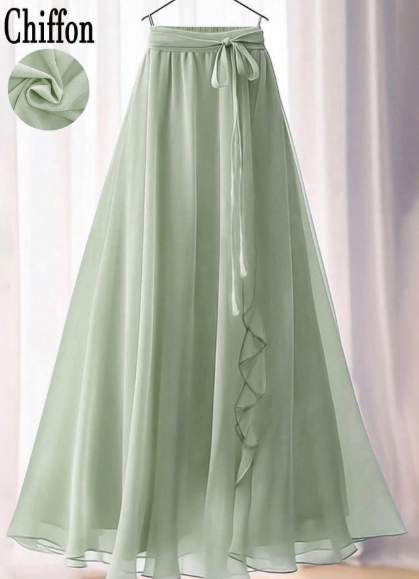 Women's Solid Color Elegant Floral Lace/Ruffle Waist Tie Draped Maxi A-Line Skirt Summer