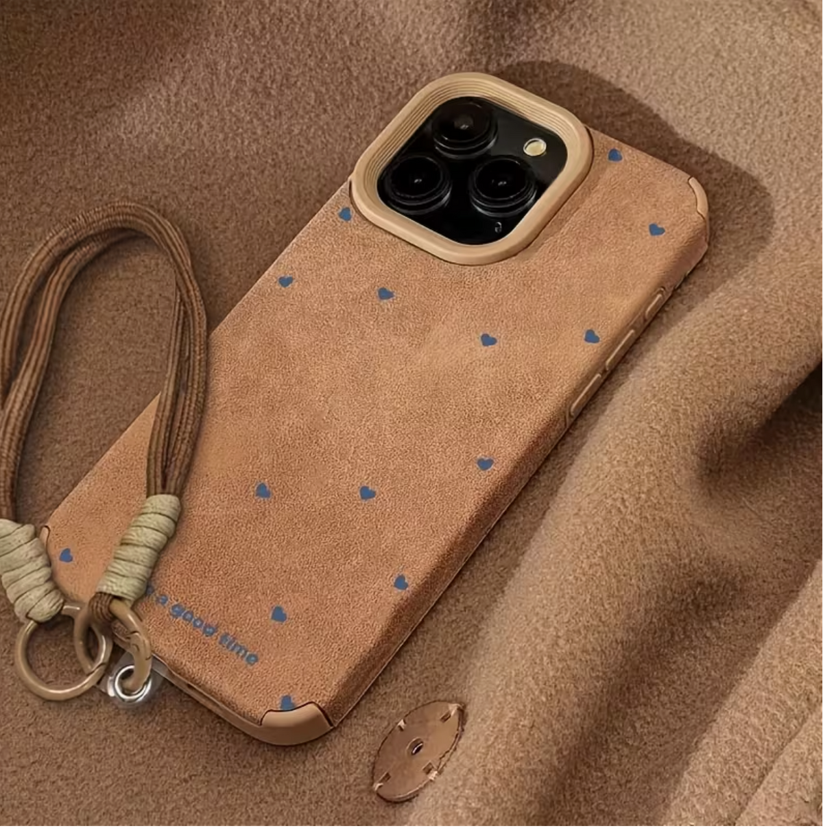 Phone Case - 1pc Full-Screen Heart Print Phone Case with Lanyard, Fully Protective And Drop-Resistant
