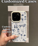 1pc Customizable Text & Letter Dual Customized Phone Case With Navy Blue Sketch Style