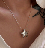1pc Stainless Steel Star Pendant Necklace, 18K Gold Plated, Waterproof Women Jewelry