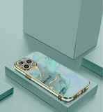 Shockproof Marble Elements 1pc 6D Electroplated Green Marble Texture Phone Case