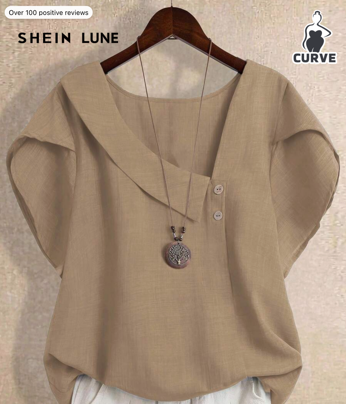 SHEIN LUNE Plus Size Summer Casual Minimalist Asymmetric Shoulder Petal Sleeve Shirt
