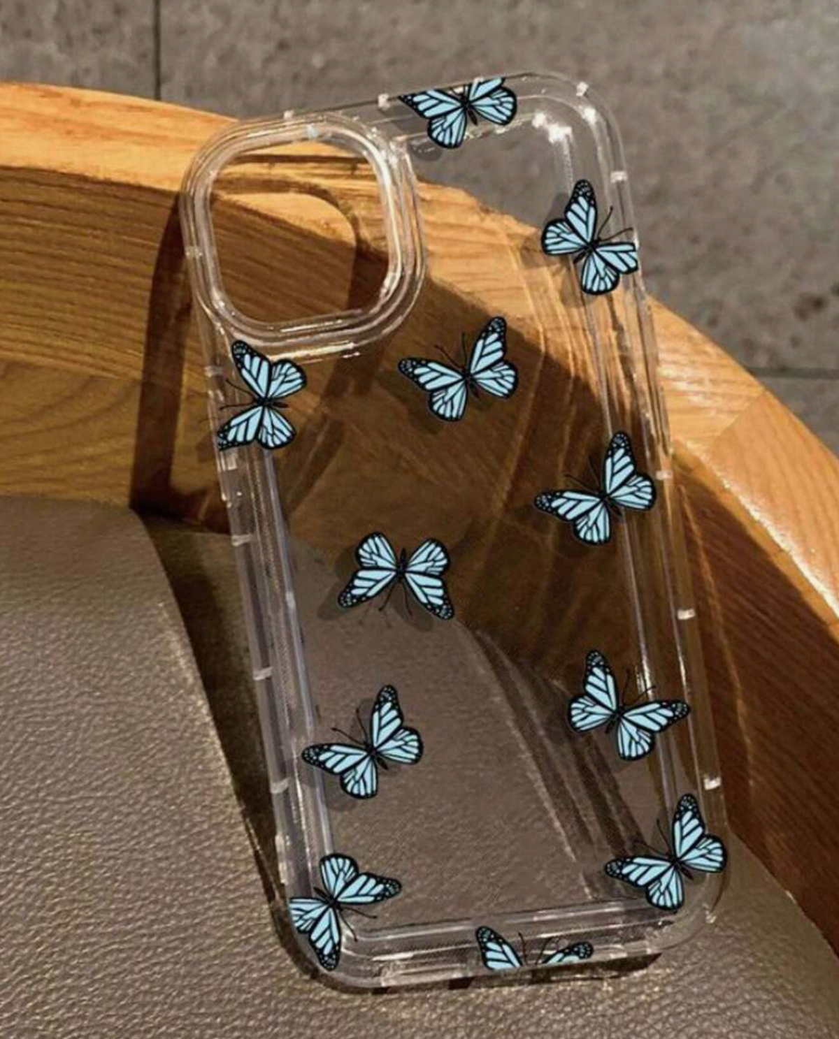 1pc Blue Butterfly Shock-Absorbing Air Cushion TPU Phone Case Compatible