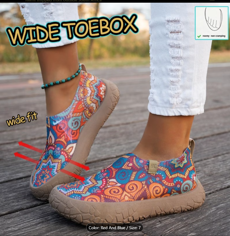 Fastest delivery: 5 BUSINESS DAYSWomen's Wide-Fit Soft-Soled Slip-On Barefoot Shoes - Breathable  Graffiti Print Slip-On Casual Walking Shoes - Casual Shoes - Road Running Shoes, Women Shoes, Sneakers
