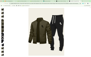 2pcs Men's Casual Tracksuit Set - Baseball Collar Zipper Jacket And Drawstring Ankle Pants With Galloping Horse Print, Fashionable Athleisure Design Suitable For Sports And Daily Wear