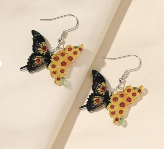 Versatile Butterfly Painted Acrylic Drop Earrings For Women