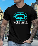 Men's Casual Graphic T-Shirt - Navy Blue Elephant & Target Print Design, Breathable Soft Polyester, Regular Fit Round Neck Short Sleeve Summer Outdoor Top, Streetwear Style, Urban Fashion, Comfortable Material, Printed Tee, Young Adults, Everyday Tee, Tr