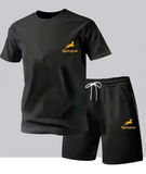 South African National Treasure Antelope Hot Men's Mesh T-Shirt and Shorts Set - Quick-Dry Breathable Fitness Running Casual Outfit