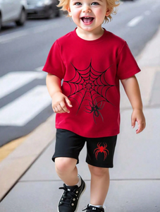 1 Set Young Boys' Sports Style Outfit, White Graphic Tee With Splashing
