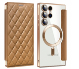 1pc Deluxe Diamond Leather Flip Cover Phone Case With Card Slots, Magnetic Shell Compatible With Samsung