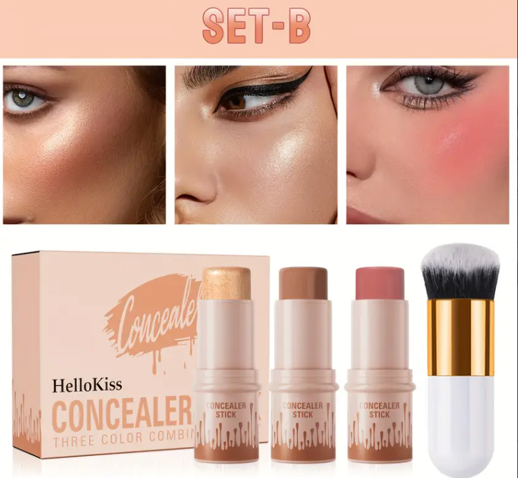 Concealer Sticks Set and Makeup Brush