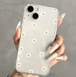 1pc of a Transparent Phone Case with a Full-Screen White Daisy Pattern, Featuring Precise Cutouts.