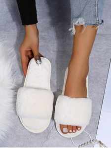 Women's Fashionable Home Slippers Simple & Fluffy Bedroom Slippers