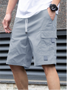Manfinity Homme Men's Ins Fashion Street Drawstring Work Shorts, Men's Street Shorts, Cool And Fashionable, Suitable For Daily Wear, Going Out, Meeting Friends, Going To School, Party. Can Be Used As A Gift For Boyfriends, Sons