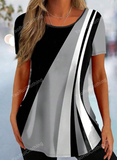 Fashionable Casual Round Neck Elegant Short Sleeve T-Shirt For Women's, Shopping And Vacation