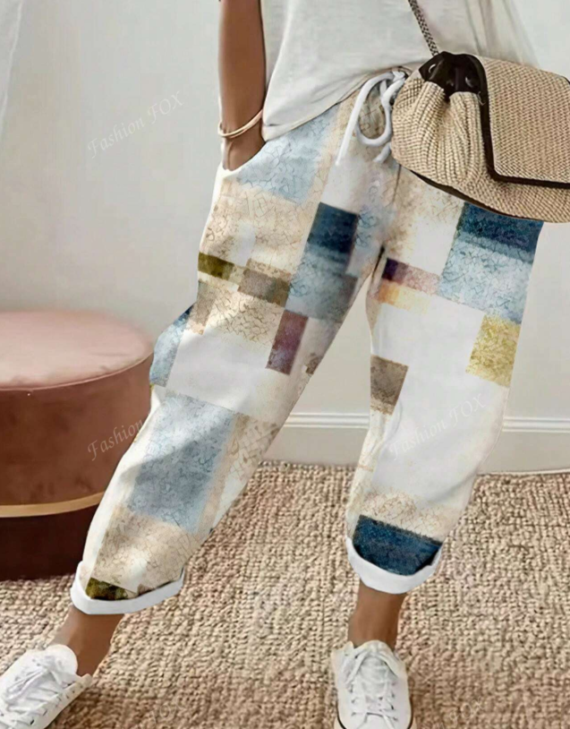 Plus Size Women's Printed Drawstring Harem Pants