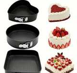 3 styles set carbon steel baking tray cake mold, baking tray heart-shaped circular square detachable bottom baking mold