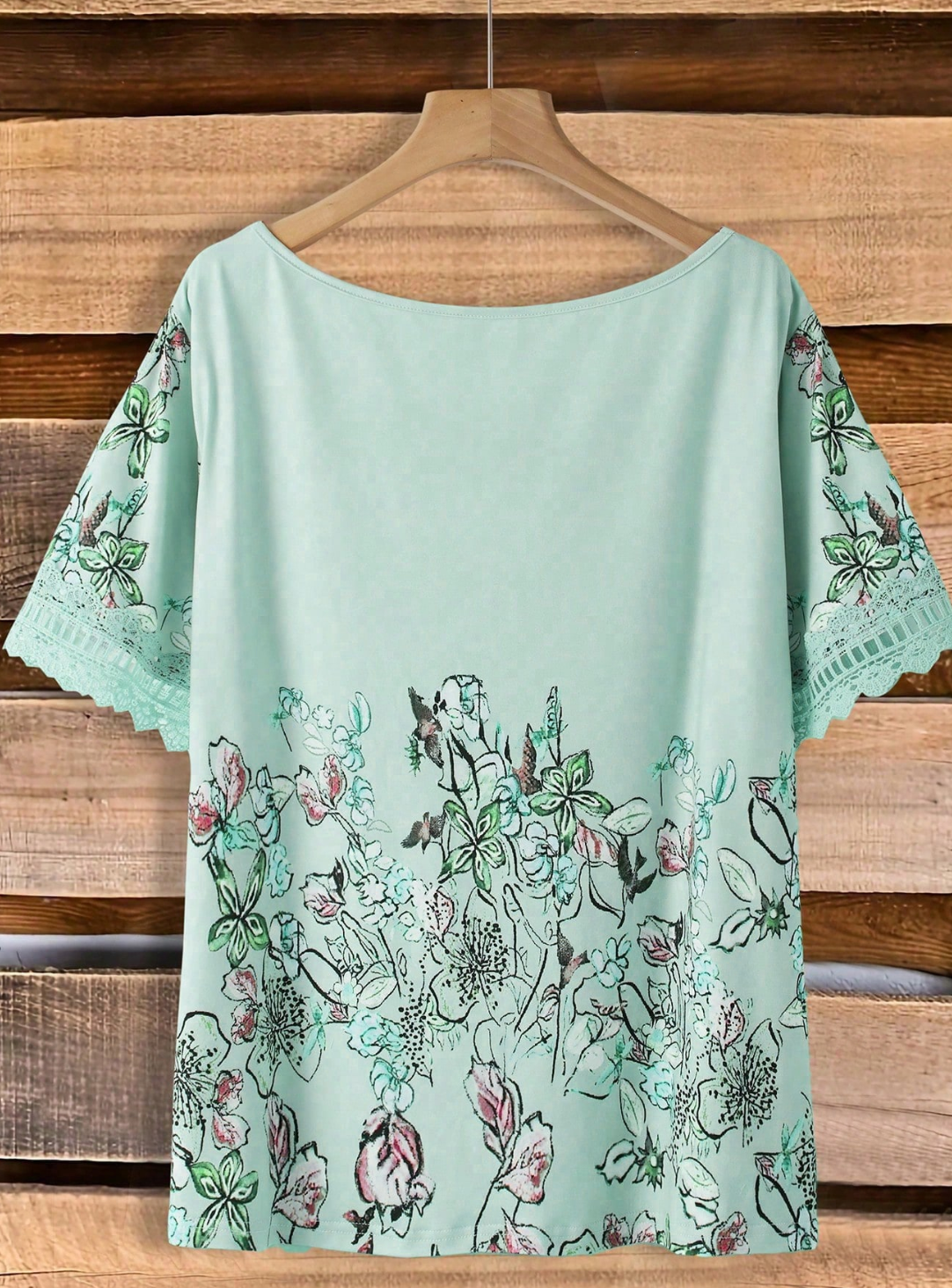 SHEIN LUNE Plus Size Women's Ruffle Collar Floral Print Short Sleeve T-Shirt, Casual Minimalist Fashion For Daily