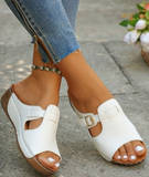 Women Platform Floral Wedge Slide Sandals, Polyurethane Sole Thick-Bottomed Slip-On Wedge Slippers